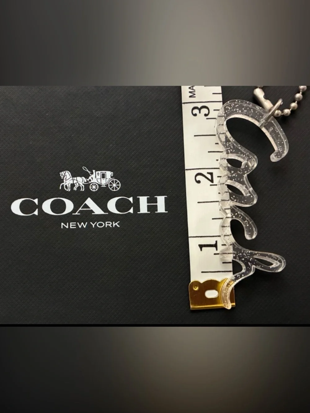 Coach Poppy XL Hang Tag Set, Gray & Silver, Leather & Acrylic